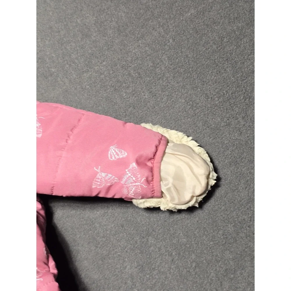 OshKosh B'gosh 3-6M‎ Infant Snowsuit Pink Butterfly Hooded Puffer Winter